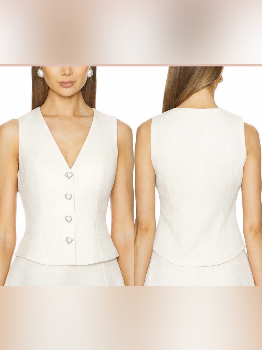 NWT $145 Elliatt [ Medium ] Heart Buttons Buttercup Top Vest in Ivory #U1587